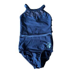 SYLVIA P Shilese Jones Leotard Girls 8 Black Shilese Jones Gymnastics Leo EUC